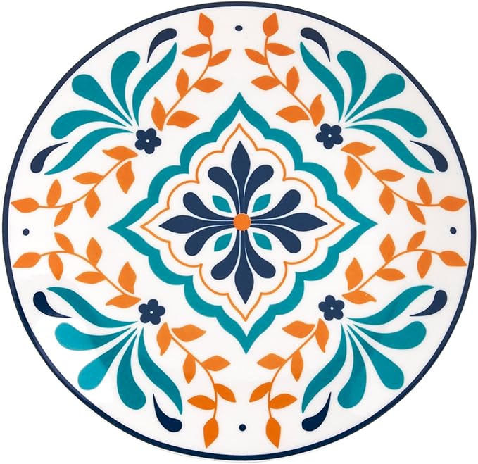 Tabletops Gallery 12-Piece Isabella Patterned Ceramic Dinnerware Set of Kitchen Dishes, Dinner Plates, Cereal Bowls, Service for 4, Blue