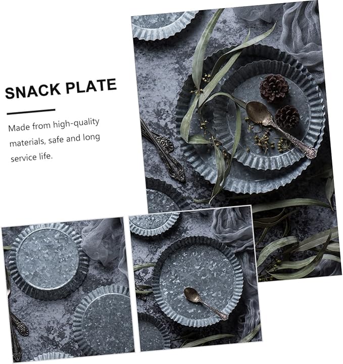 Galvanized Metal Serving Tray Rustic Farmhouse Decor Large Vintage Iron Plate for Food Fruit Appetizers Decorative Table Centerpiece for Home Office Weddings Parties