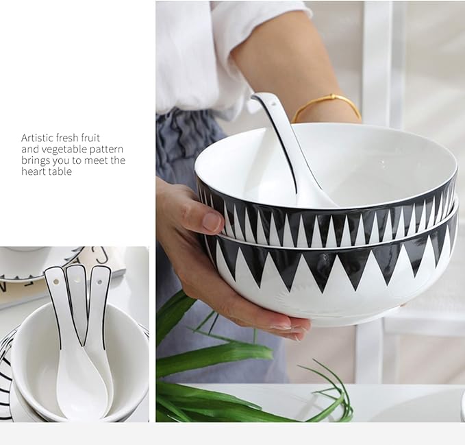 Dinner Plates Ceramic Dinnerware and Serveware 10-Piece Kitchen Dinner Plate Sets, Service for 2, Geometric Pattern Plates Set, Plates Bowls and Snack Dishes Dinnerware