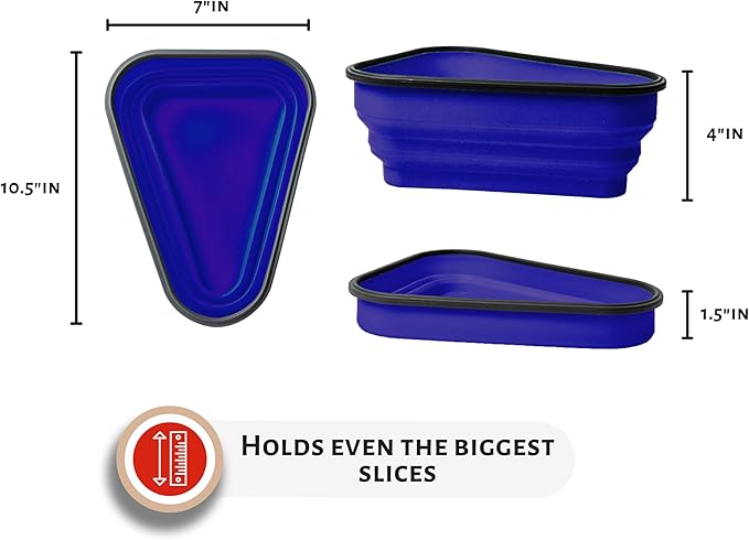 PIZZA PACK The Perfect Reusable Pizza Storage Container with 5 Microwavable Serving Trays - BPA-Free Adjustable Pizza Slice Container to Organize & Save Space, 3 Pack, Blue