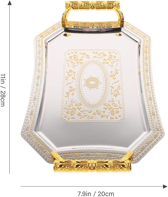 VOSAREA Elegant Carved Fruit Serving Tray Snack Dish Dessert Plate Food Tray for Desktop Wedding Fruit
