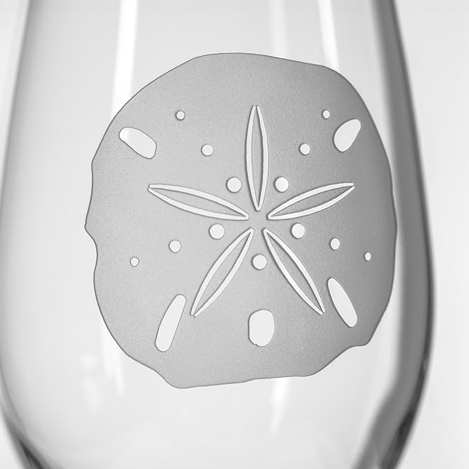 Rolf Glass Sand Dollar All Purpose Wine Glass 18 Ounce - Set of 4 Large Wine Glasses – Lead-Free Glass - Engraved Large Wine Glasses - Made in the USA