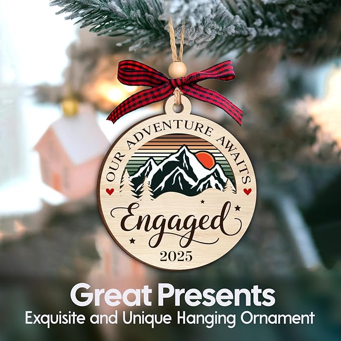 NewEleven Engagement Gifts for Couples - Gift for Newly Engaged Couples, Happy Engagement Gifts for Her, Him - Engaged Ornament from Friend and Family - Christmas Ornament