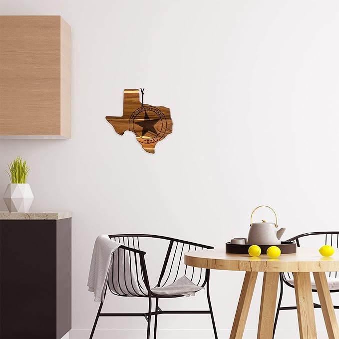 Totally Bamboo Rock & Branch Origins Series Texas State Shaped Cutting Board and Charcuterie Serving Tray, Includes Hang Tie for Wall Display