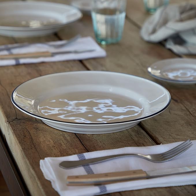 Costa Nova Ceramic Stoneware 6'' Bread Plate - Beja Collection, White & Blue | Microwave & Dishwasher Safe Dinnerware | Food Safe Glazing | Restaurant Quality Tableware