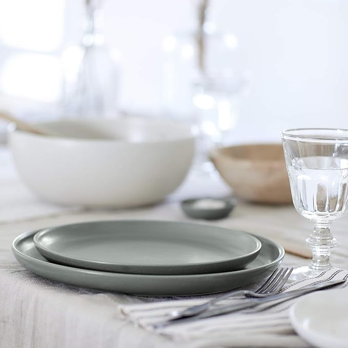 Casafina 12 Piece Stoneware Place Setting, Pacifica Artichoke Green, Dinnerware Set
