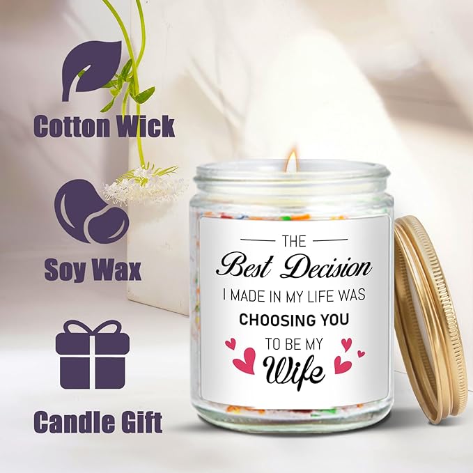 Wedding Gift for Wife from Husband, to My Wife Candle, Bride to Be Gifts for Women, Birthday Gift for Wife, I Love You Gifts for Her, Anniversary Present for Wifes, Lavender Scented