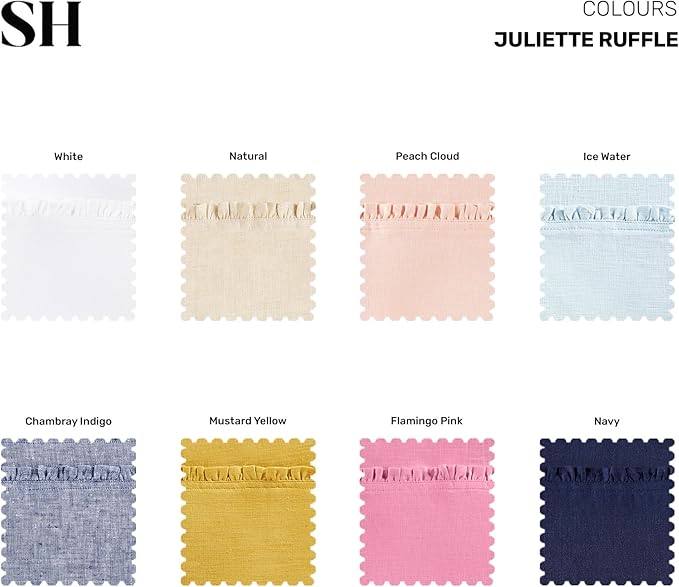 Solino Home Natural Linen Placemats 14 x 19 Inch - 100% Pure Linen Juliette Ruffle Placemats Set of 4 - Handcrafted and Machine Washable Table Mats