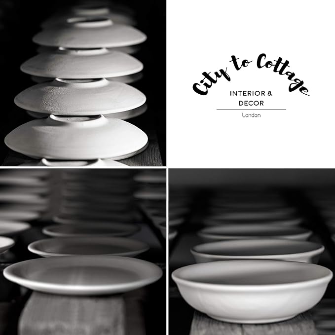 Handmade White and Black Polka Dot Ceramic 12 piece Dinnerware Set | Pottery Tableware Service for 4 | Dinner Plates | Side Plates | Bowls | Housewarming Gift by City to Cottage®
