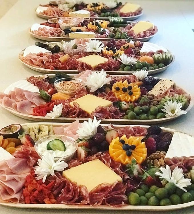 Charity Leaf 10-Pack 22"x12" Palm Leaf Trays | Eco-Friendly, Compostable Platters for Weddings, Charcuterie Boards & Events