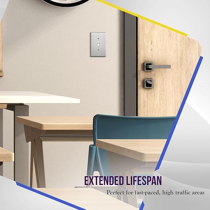 ENERLITES Toggle Light Switch Metal Midway Size Wall Plate, Corrosion Resistant, Mid-Size 1-Gang 4.88" x 3.11", UL Listed, 7711M, 430 Stainless Steel, Silver