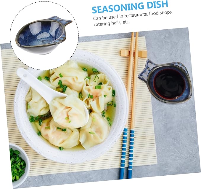 Fishbowl Condiment Dish Ceramic Serving Plate Unique Appetizer Bowl for Family