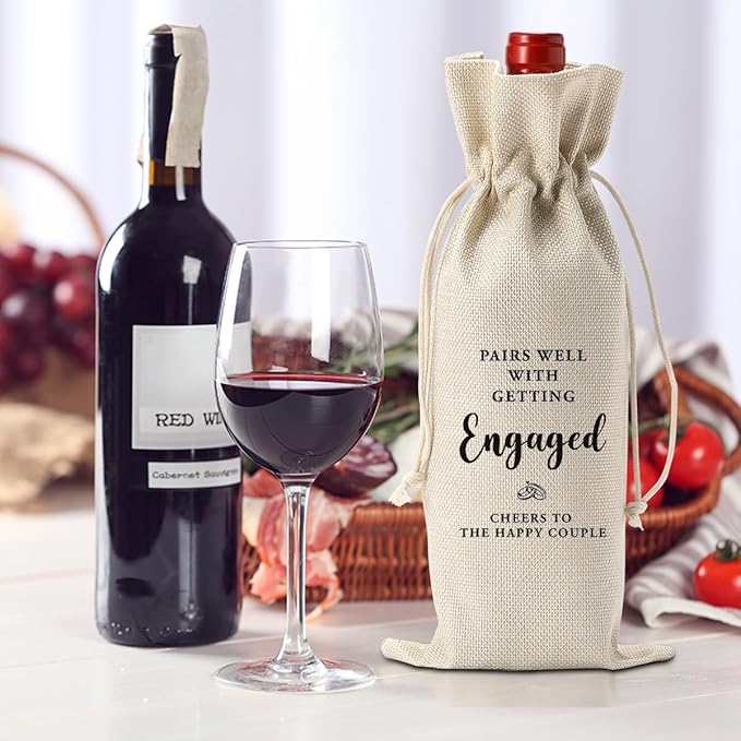 Engagement Gifts for Couples Wedding Gift for Mr and Mrs Engagement Party Decorations Gifts for Engaged Couple Engaged Wine Bag