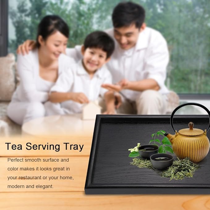 Wood Tea Tray, Rectangle Shape Solid Wooden Tea Coffee Snack Food Meals Serving Tray Plate Restaurant Trays(30 * 20 * 2cm)