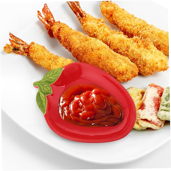 PRETYZOOM 2pcs Strawberry Design Porcelain Plate Elegant Fruit Plate for Sushi Appetizers Home Event Use