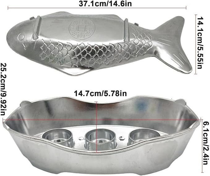 Thai Fish Plate – Aluminum Hot Pot Serving Trays, Fish-Shaped Food Platter | Metal Tableware for Indoor Kitchen, Outdoor Dining, Seafood Presentation, Party Serving, Restaurant, Home Cooking