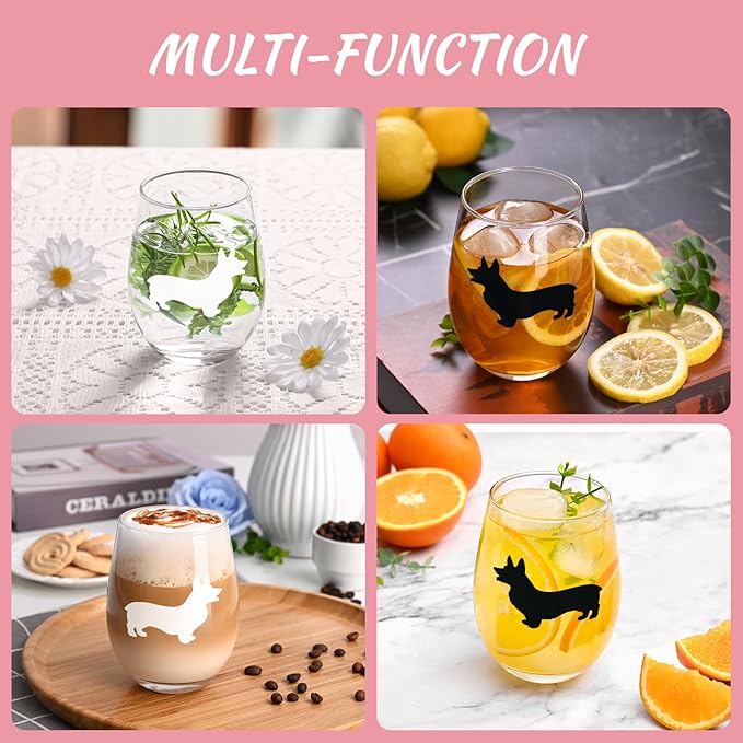Futtumy Corgi Wine Glasses Set of 2, Corgi Gifts for Corgi Lovers, Corgi Gifts, Dog Lovers Gifts for Women, Gifts for Dog Lovers for Christmas Birthday Mother's Day, 17Oz Wine Glass for Women