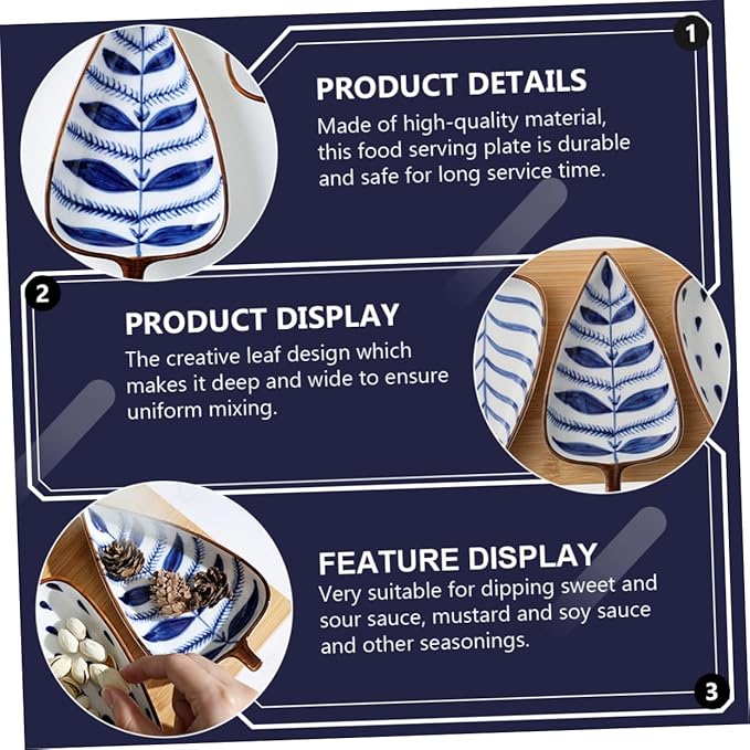 Alipis Mini Snack Dish Stylish Leaf Shape Appetizer Plates for Dipping Sauces for Entertaining Everyday Use Hand-painted Japanese Design