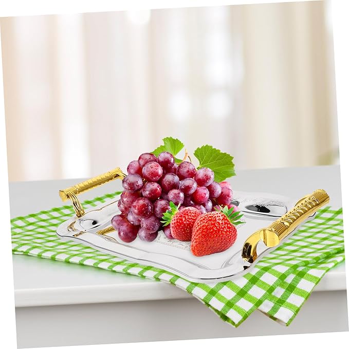 Unomor Elegant Stainless Steel Serving Tray Capacity Fruit Plate Versatile Desktop Fruit Tray Ktv Restaurant Dessert Serving Dish