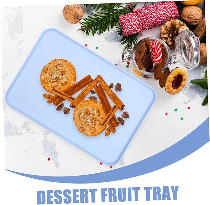 VALICLUD 3pcs Rectangular Wheat Straw Serving Tray Party Serving Plates for Everyday Use Sturdy Food Tray for Home for Entertaining and Storage of Tableware