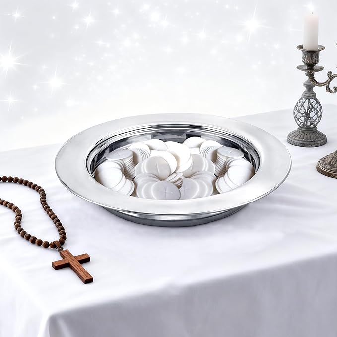 2Pcs Stainless Steel Communion Bread Plate for Church – Silver Communion Tray for Bread, Church Worship Supplies（No Lid）