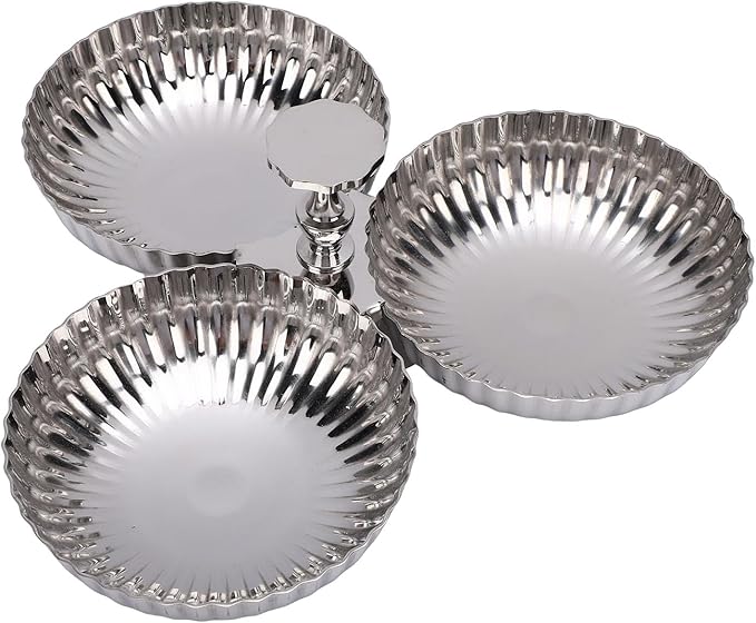 Pssopp Silver Tray Serving Plate, 304 Stainless Steel Reusable Snack Fruit Dessert Tray for Home Kitchen Party Nan
