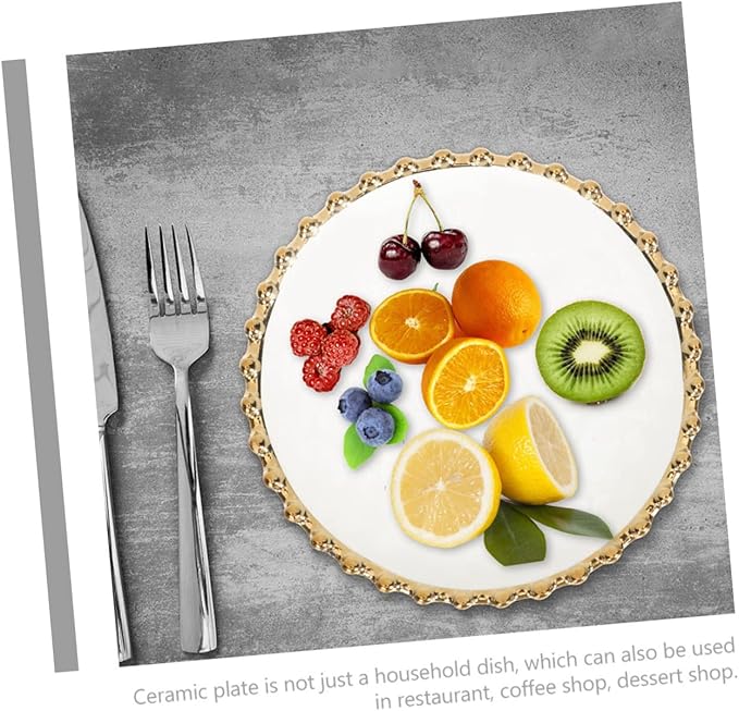 Double Layer Fruit Dessert Plate Divided Serving Platter Ceramic Cake Plate for Dinner Salad Appetizer
