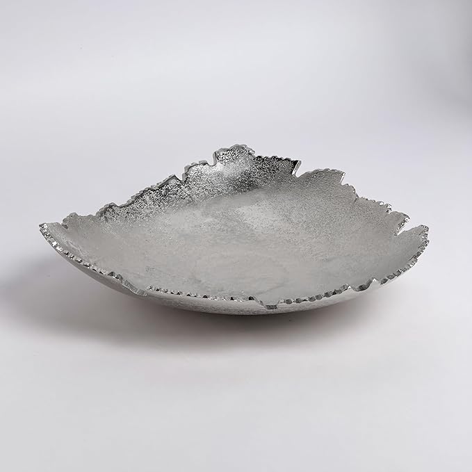 IHI est. 1986 Large 14 x 2.5 Silver Nickel Plated Aluminum Decorative Serving Tray - Elegant Ottoman Tray