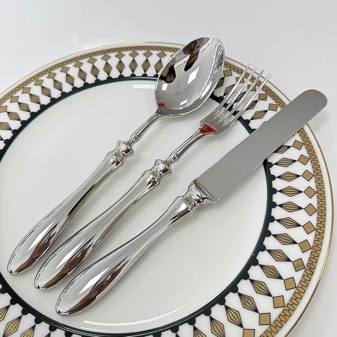 36-pcs Silverware Set with Shell-shaped spoons Cutlery Flatware for 6 Utensils 18/10 Stainless Steel Flatware Sets Utensil Premium Spoons Knife Fork for Kitchen Restaurant Banquet Wedding Christmas