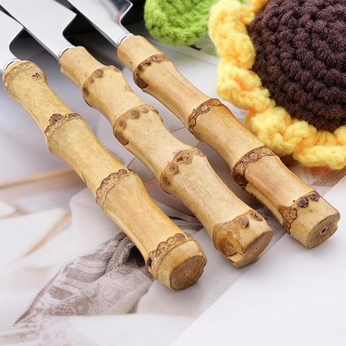 8pcs Dessert Spoon, Shiny Silver Stainless Steel With Natural Bamboo Handle, Large Teaspoon Stirring Spoons For Daily Use, 7.87-inch
