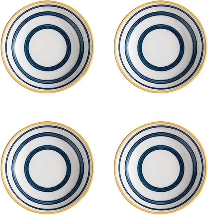 HEXEH Salad Plate 4pcs Household Round Ceramic Sauce Dish Soy Sauce Dipping Bowls Appetizer Plates Side Dishes Serving Dish Japanese Style Dinnerware Set Plastic Plate (Color : B)