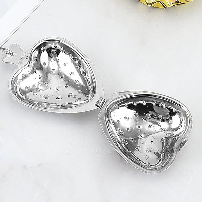 Heart Shape Stainless Steel Tea Infuser Filter with Chain Strainer, 15.5x4.6cm6.10x1.81in, Gold