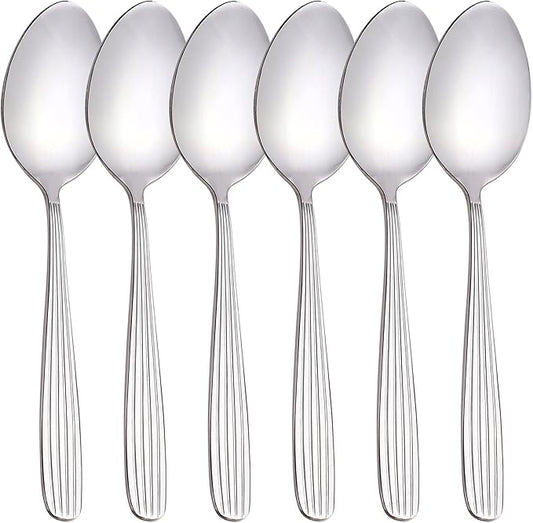 Dinner Forks, Spoons & Dinner knives Set, Food Grade Stainless Steel Silverware Set, Mirror Polished, Dishwasher Safe Flatware Set (6-Pcs, Dinner Spoons)