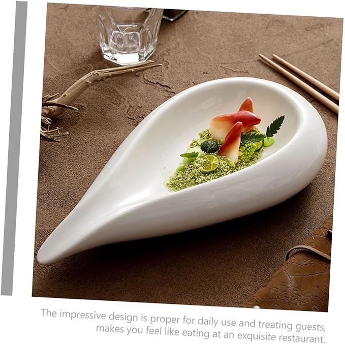 Ceramic Appetizer Plate Unique Water Drop Design Serving Dish for Salad Dessert and More for Restaurants and Daily Use Easy to Clean Ceramic