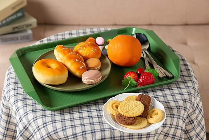 Plastic Fast Food Tray,16.7 by 11.8-Inch,Set of 12 (Green)