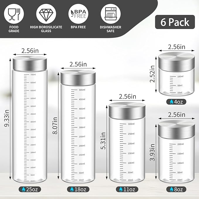 18 Oz Glass Bottles, 2 Pack Glass Juice Bottles with Lids, BPA Free, Borosilicate Glass, Leak Proof Lids for Juicing, Smoothies, Water Bottles, Food Storage, Shaker Bottles