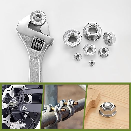 3/8-16 Flange Nuts 42Pcs, Serrated Flange Hex Nuts 304 Stainless Steel 18-8, Bright Plain Finish