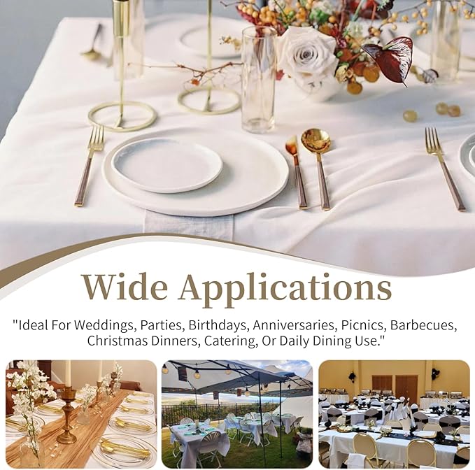 8 Pack White Table Cloth Rectangle Table Cloths for 6 Foot Rectangle Tables 60 X 102 Inch Washable Polyester Tablecloth for Weddings, Parties, Banquet, and Daily Use