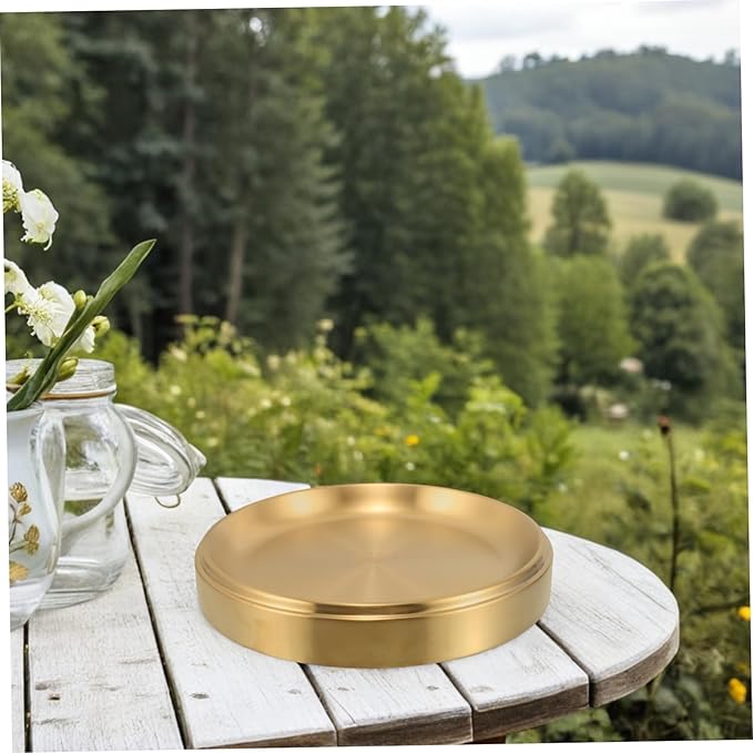 LIFKOME Stainless Steel Round Grilling Plate Stackable Food Dish for Home and Outdoor Cooking and Easy to Clean Platter for Meats and Sides