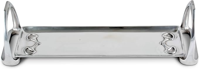 Arthur Court Horse Stirrup Metal Serving Tray for Serving Food, Snacks, Desserts Stackable Platter to Form Tier Cheese Stand - Silver Equestrian Style 4.5 inch x 17.5 inch