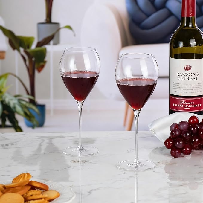KAMMAK Wine Glasses Crystal Red and White Wine Glasses Set of 2, 13.5oz Hand Blown Large Glassware with Long Stem, Premium Glassware for Wine tasting, Birthday Gift, Party, Anniversary