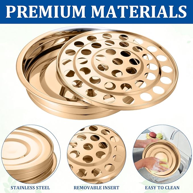 Suzile Holy Communion Trays House up 40 Cups for Churches Serving Communion Set Stainless Steel Communions Plates Church Holy Ware Sets Supplies (Gold)