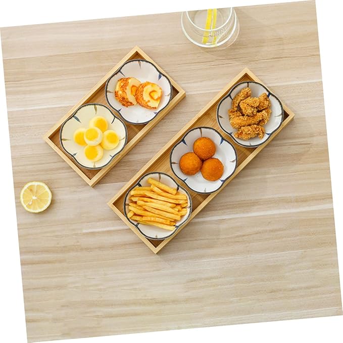 Amosfun Japanese Style Snack Plate Set 6 Ceramic Small Plates with Divided Compartments for Dried Fruits Appetizers and Sauces for Home Dining and Restaurants