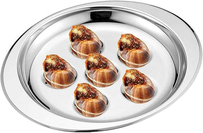 HAN SHENG Stainless Steel Escargot Plates, Set of 2 (6 Wells Each), Snail Trays for Restaurant, Hotel, Catering