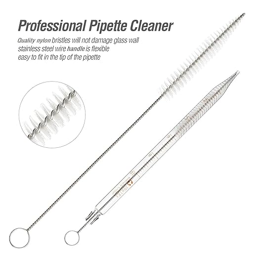 2Pcs Glass Graduated Dropper Pipette for Liquid Essential Oil, 10ml Lab Dropper Pipettes Transfer with Rubber Cap and 1Pc Cleaning Brush