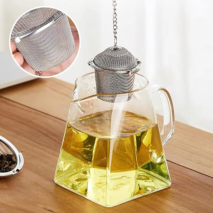 Tea Strainers with Lid, Stainless Steel Fine Mesh Loose Leaf Tea Steeper Infuser (2, L)