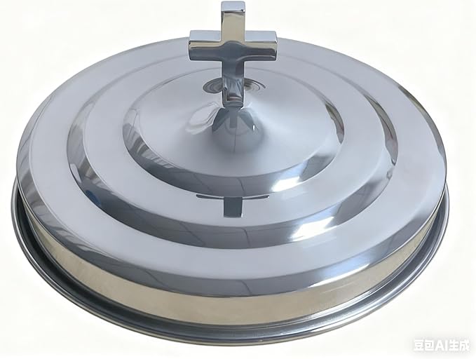 Polished Steel 2 PCS Communion Bread Plate with Cover for Churches,Stackable Communion Bread Tray Plates with Lid, 2 Stacking Communion Plate & 1 Bread Plate Lid