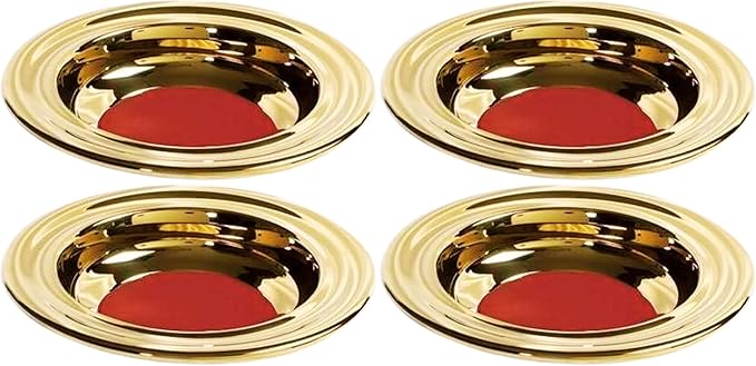 BROADMAN CHURCH SUPPLIES RemembranceWare Offering Plate, Brass with Red Felt (Pack of 4)