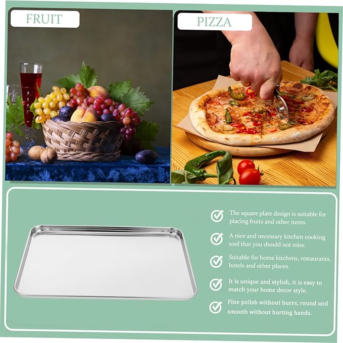 Stainless Steel Food Serving Plate Rectangular Korean Bbq Snack Tray Dish for Parties Restaurants Home Use