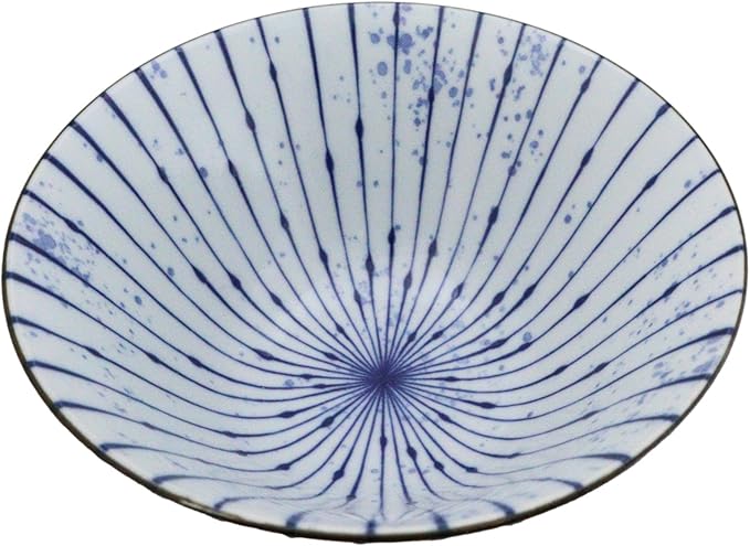 Ebros Gift Artistic Blue Waves Fubuki Tokusa Made In Japan Dinnerware Serveware Kitchenware Set Asian Japanese Restaurant Supply (Pack Of 6 Medium 38oz Ramen Soup Donburi Rice Salad Bowls)